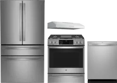 4 Piece Package Includes Refrigerator, Range, Hood And Dishwasher